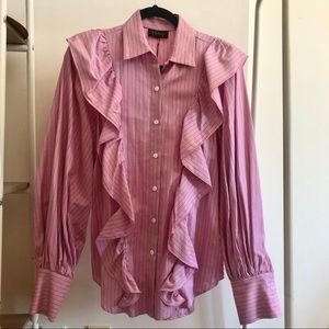 Petersyn Pink Ruffle Collared Blouse